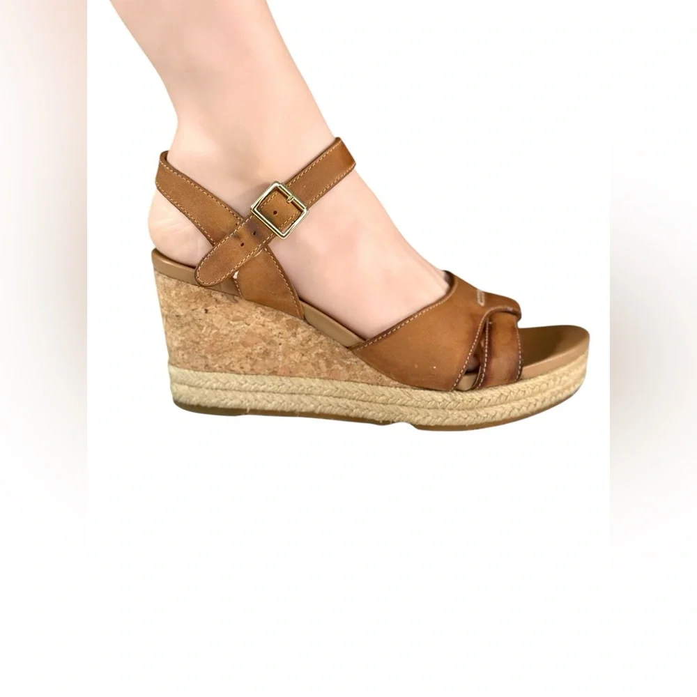 UGG Cloverdale Leather Espadrille Wedge Sandals